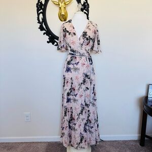 ASOS Flutter Sleeve Floral Wrap Maxi Dress